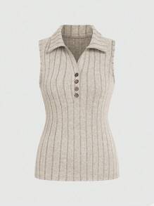 SHEIN Unity Casual Versatile Minimalist Solid Color Front Button Camisole - Multicolor - View 6