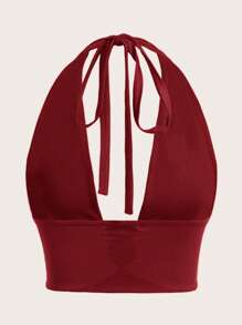 SHEIN ICON Women's Solid Color Spaghetti Strap Simple Fashion Spaghetti Strap, Suitable For Summer - Burgundy - View 2