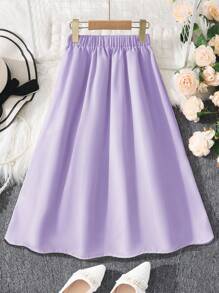 Tween Girls Fashion Street Style Ruffle Patchwork Skirt, Spring/Summer - Purple - View 2