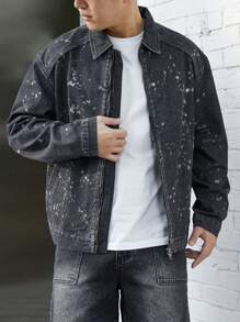 Manfinity Homme Men's Casual Denim Jacket, Simple And Fashionable For Daily Wear - Black - View 4