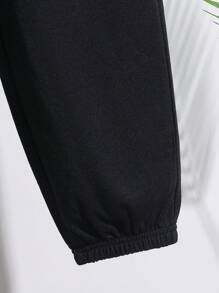 SHEIN Tween Boy Loose Knitted Pattern Style Backpack Round Neck Short Sleeve T-Shirt + Cuffed Long Pants 3-Piece Set - Blue - View 8