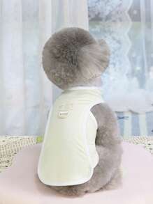 PETSIN Yellow Simple Casual Dadagou & Bear Print Pet Vest, Lightweight For Summer, Suitable For Cats And Dogs - Yellow - View 1