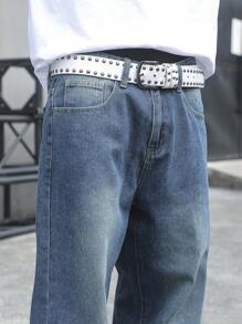 Manfinity Hypemode Men Casual Slant Pocket Straight Leg Jeans - Medium Wash - View 7