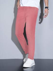 Manfinity Homme Men's Casual Minimalist Solid Color Tapered Jeans