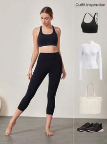 GLOWMODE 21" FeatherFit™ Capris Yoga Leggings Buttery Soft Non See-Through Tummy Control Gym Tights With Hidden Pocket At Waist Fall Winter