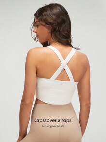 GLOWMODE FeatherFit™ Crossover Straps Curved Hem Sports Bra Tank Top Low Impact Yoga Daily