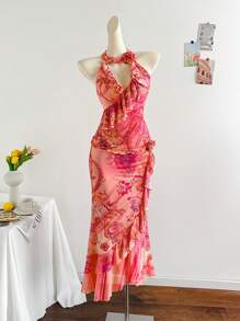 Soleia 全新针织花卉荷叶边长款 A 字裙 - 彩色 - 查看 3