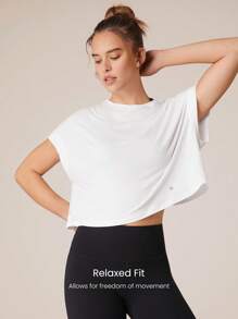 GLOWMODE Modal Oversized Short Sleeve Tee With Keyhole Back Low Impact Yoga Daily Casual