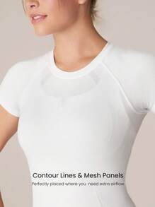 GLOWMODE Coolmax 無縫健身短袖 T 恤,修身款式,快乾透氣,健身運動短袖上衣