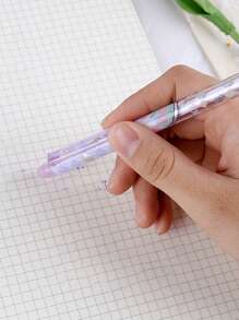 Set de 6 bolígrafos de tulipán morado borrables con goma de borrar linda, artículos de papelería para estudiantes, niñas, oficinas y escuelas, de vuelta a la escuela - Morado - Ver 5