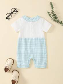 SHEIN 2pcs Set Toddler Boys Retro Plaid Round Neck Pullover Sweatshirt And Shorts, Comfortable And Cute, Spring/Summer