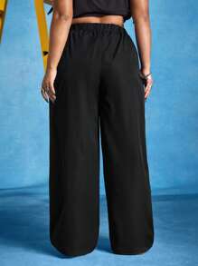 Nick 90s X SHEIN Pantalones holgados de talla grande con estampado gráfico de niños de cómics de dibujos animados negros en estilo Y2K, para primavera/verano, rave, conciertos, festivales, estilo callejero occidental vaquero, retro de los 90