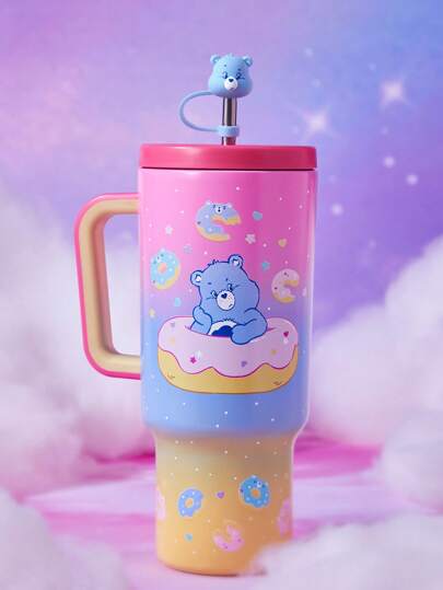 SHEIN X Care Bears 1 peça de capa de palha com design de urso de desenho animado fofo, tampa de palha reutilizável à prova de poeira, adequada para canudos com diâmetro de 8 a 10 mm, canudos não incluídos