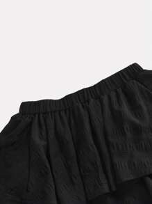 SHEIN MOD Chân váy hai lớp trơn màu, đơn giản & thời trang, phù hợp cho mùa hè - màu đen - Xem 3