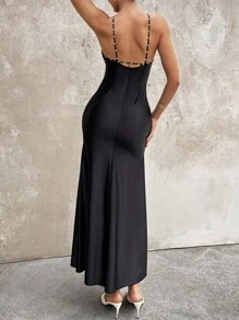Breezaya 时尚度假风格女士长裙 - 黑色 - 查看 4