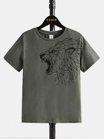 SHEIN Tween Boy Lion Print Tee