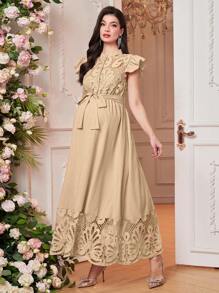SHEIN Maternity Simple & Fashionable Dress, Suitable For Summer - Apricot - View 7