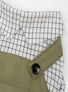 PETSIN Pet Checkered Cargo Overalls Jumpsuit, Military Green Color - Green - View 3