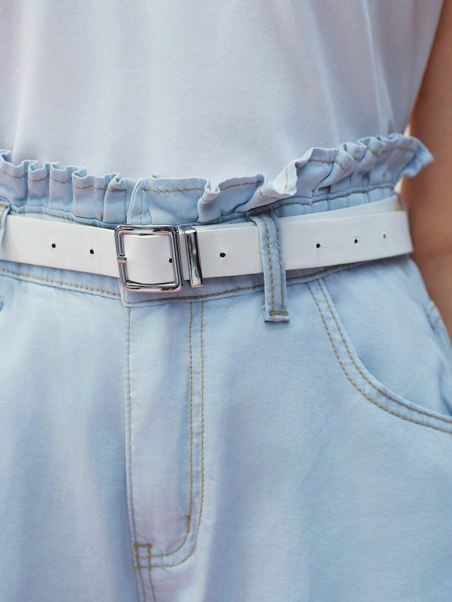 MOTF PREMIUM PAPERBAG WAIST DENIM SHORTS - Baby Blue - View 2