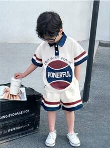 SHEIN Leap Crew 2pcs Young Boys Casual School Style Graphic Print Loose T-Shirt And Shorts Set, Suitable For Daily Wear, School, Holidays, Birthday Party, Outings, Sports, Spring/Summer, Fleece, Thickened - Multicolor - View 8