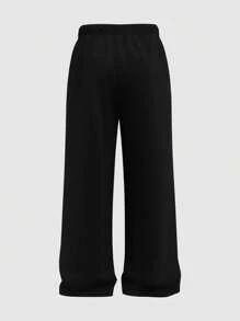 Heavyweight American Streetwear Black Thermal Lined Casual Sports Straight Leg Men Sweatpants, Autumn/Winter