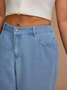 Forever 21 大码女式口袋设计阔腿宽松休闲百搭牛仔裤