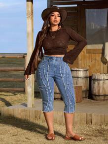 SHEIN ICON Jeans casuales de talla grande, aptos para el verano