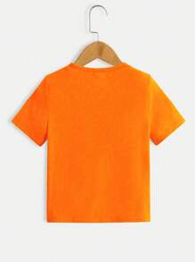 SHEIN Young Boy Funny Cool Sunglasses 3D Fish Graphic Casual Street Style Printed Comfortable T-Shirt, Suitable For Summer Outdoor Sports - Orange - View 2