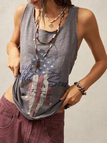 Bohemela Boho Solid Color Knit Crew Neck Sleeveless Washed T-Shirt For Women - Grey - View 6