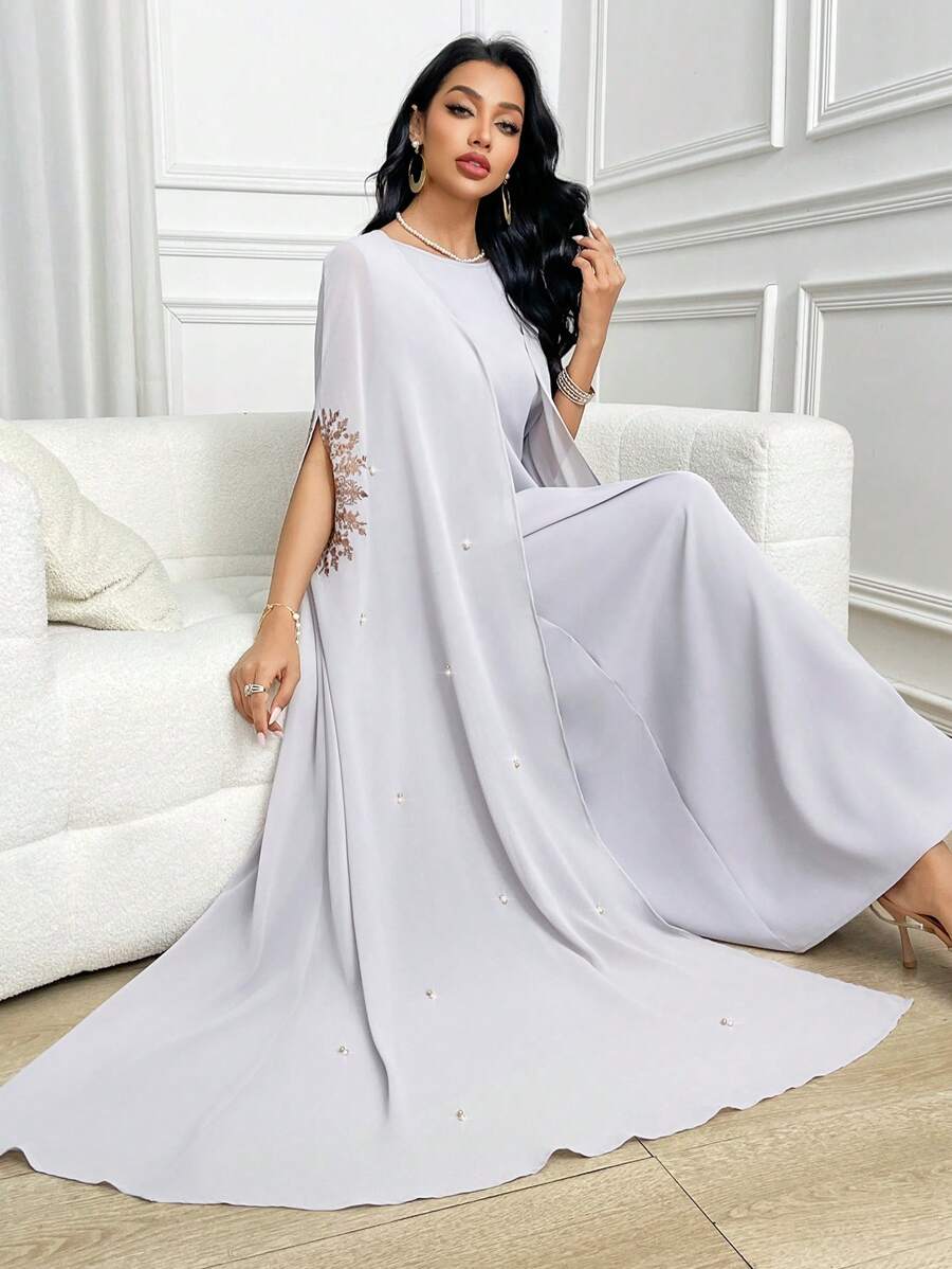 2024 alta qualità raso elegante design aperto modesto Eid Dubai manica lunga isl