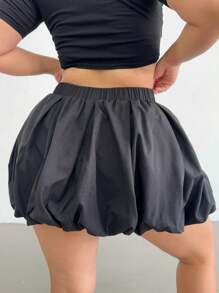 POPSWAY Plus Size Women Simple Style Casual Daily Skirt - Black - View 2