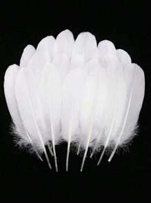 30/50/100pcs  White-Color Natural Feathers, Versatile For Wedding And Party Decorations - White - View 1