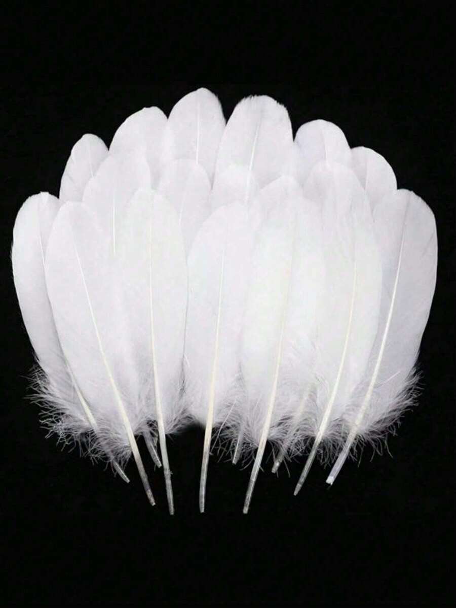 30/50/100pcs  White-Color Natural Feathers, Versatile For Wedding And Party Decorations - White - View 1