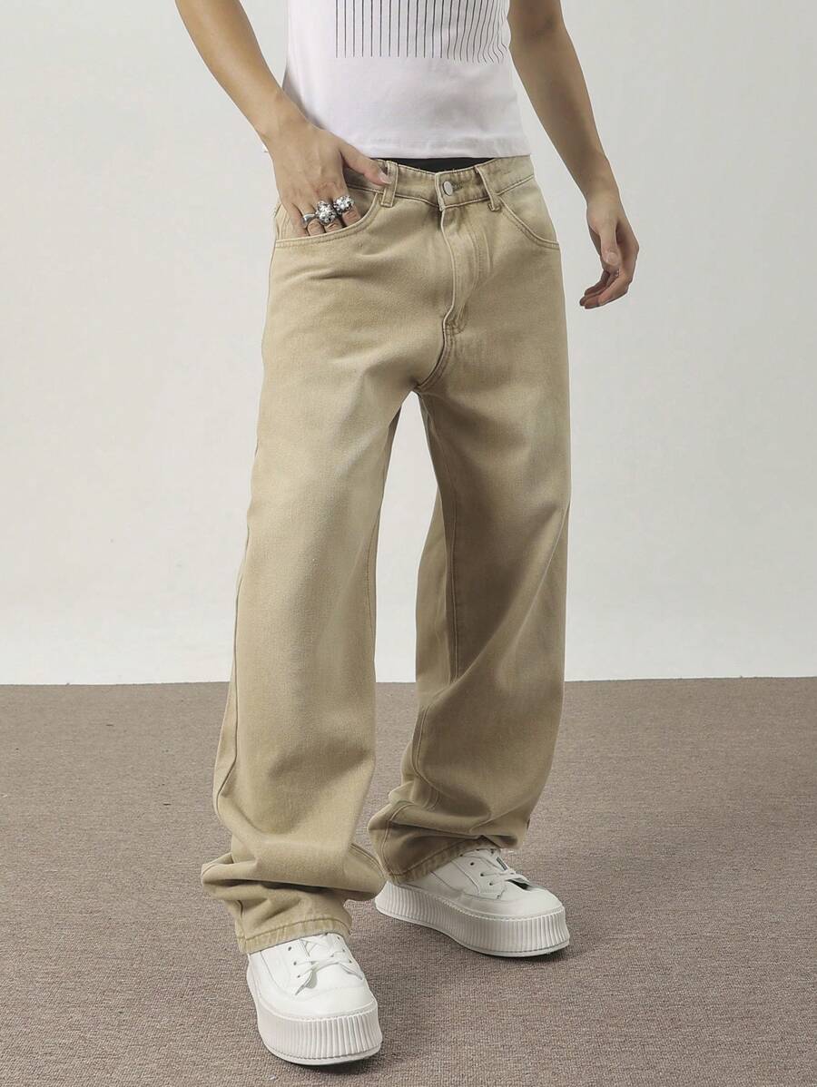 Manfinity Denimwave Herren Loose Fit Jeans aus Denim in Einfarbig mit weitem Bein