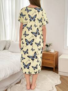 Dream Adore Camisón de manga corta con estampado de mariposas, minimalista y de moda, adecuado para el verano