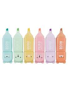 SHEIN 4/5/6 couleurs/set Mignon mini stylo fluorescent style ours, pointe oblique couleur macaron. Fournitures scolaires et de bureau