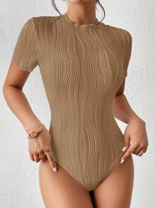 SHEIN Frenchy 净色罗纹面料针织紧身衣