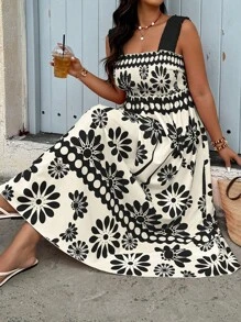 Sunserae Vestido de verano de talla grande, sencillo y a la moda, con estampado