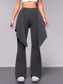 SHEIN Sport Gameset Solid Color Lace-Up Casual Comfortable Sport Pants