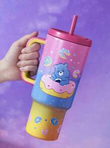 SHEIN X Care Bears 40 盎司带手柄和吸管的平底杯，隔热不锈钢平底杯，双真空旅行杯 - 彩色 - 查看 6