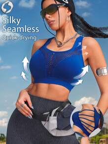 Innovista Women Activewear Seamless Performance Sports Bra, High Elastic Push-Up & Support Workout Gym Top. Breathable Mesh & Dry Fit With Dynamic Print Cropped Top. Edgy & Unique Workout Outfits, Tank,Vest Tracksuit For Fitness, Cycle,Bike,Running,Cardio,Strength,Weights,Pilates,Boxing,Outdoor,Hike,Camping,Trail,Yoga,Mat,Volleyball,Climbing,Music Festival, Party, Electric,Base Layer, Blue,Y2K,Autumn Fall Gear,Starter Sportswear, Bikini, Bathing Suit,Women Clothes,Easterfall Outfits For Women Cool Light Blue - Blue - View 2