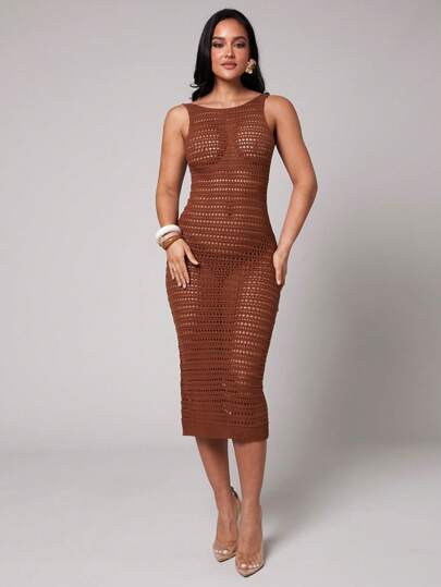 Silquee Women's Solid Color Ginger Yellow, Deep Khaki Hollow Out Wave Shaped Crochet Lace Open Back Spaghetti Strap Elastic Fitted Midi Dress, Suitable For Beach Vacation, Sister Gathering, Street, Spring Break, Pool Party, European Holiday, Bikini Cover Up, Holiday Outfit, Backless Concert Outfit Women,Slim Fit Crocheted Lace Up Maxi Dress,Club Outfits Women Sexy,Summer Outfits, St Patrick Day / Saint Patrick Dress,Western Wear Women,Spring Break Dress, Pool Party Dress,Chocolate Crochet Midi Dress, Sexy Crochet Midi Dress,Elegant Crochet Midi Dress,Easter Midi Dress,Coffee Crochet Dress