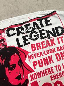 SHEIN Teengirl White Vintage Portrait Print Street Style Casual Fitted Camisole - White - View 3