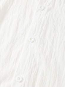 SHEIN 2Pcs/Set Young Boys Gentleman's Style Shirt Collar Bow Tie Decoration Versatile Solid Short Sleeve Top + Elastic Waist Straight Solid Outdoor Casual Shorts