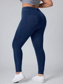 Flexra Plus Size Stretch Slim Fit Stretchy Knit Casual Jeans - Dark Wash - View 2
