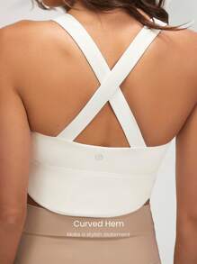 GLOWMODE FeatherFit™ Crossover Straps Curved Hem Sports Bra Tank Top Low Impact Yoga Daily