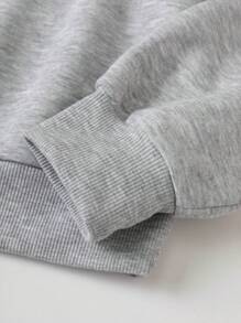 Slaydiva 2 pièces/ensemble Top ample à manches longues col rond avec motif lettres et nœud, convient pour le printemps et l'automne