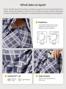 GLOWMODE FeatherFit™-Air Peekaboo Alltagskleid mit eingebauter Shorts-Tasche, rutschfest, leichte Unterstützung, Yoga-Studio, Frühlings- und Sommerkleid, schnelltrocknend, feuchtigkeitsableitend