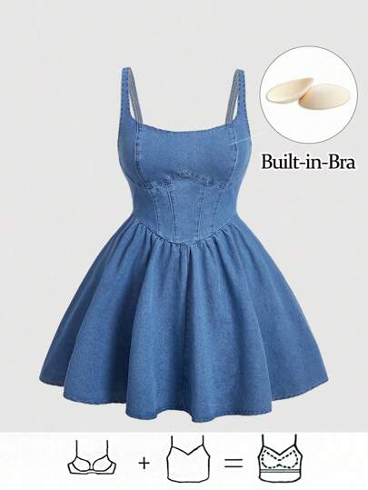 SHEIN MOD Plus Size Denim Babydoll Dress With Spaghetti Strap, Mini Length, Padded Bust, Blue Summer,Vacation Outfits Woman,Easter,Spring,Western,Office Outfits For Women,Rave Outfits,Baby Shower Dress,Cottagecore,Country Outfits Women,Old Money Style Women,Going Out Outfits, ,Festival Outfits,Rodeo Outfit,Airport Outfit For Women,Kpop,Tropical Vacation Woman Clothes,Nashville Outfits,European Summer,Concert,Cowgirl Outfit,Graduation Outfit Beach Outfits For Woman,Vacation Outfits Women,Beach,Boho Women Clothing,Cruise Attire Women,Old Money Style Women,Ibiza Outfits,Boho Chic,Built-In-Bra,Dresses For Women Elegant Birthday Dresses For Women Graduation Dress Beach Dress Sundress Vacation Dress Boho Dress Women Western Dresses For Women Tea Party Dress Tropical Dress