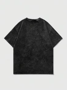 ROMWE MEN Grunge Punk Grunge Silhouette Print T-Shirt, Simple & Fashionable, Suitable For Summer